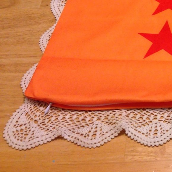 Accent Pillow Cover - orange with deep orange stars - Picture 4 of 4